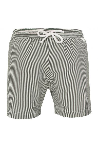 jim 783 - Medium stripes | Maillot Short de bain homme vert kaki et blanc