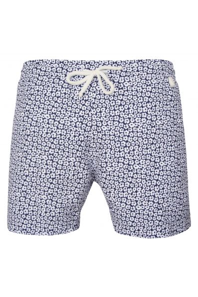 Montauk 800 - White flowers | Maillot Short de bain homme bleu et blanc