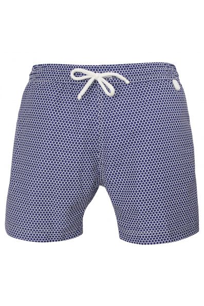 Montauk 818 - Blue dots | Maillot Short de bain homme blanc à poid bleu