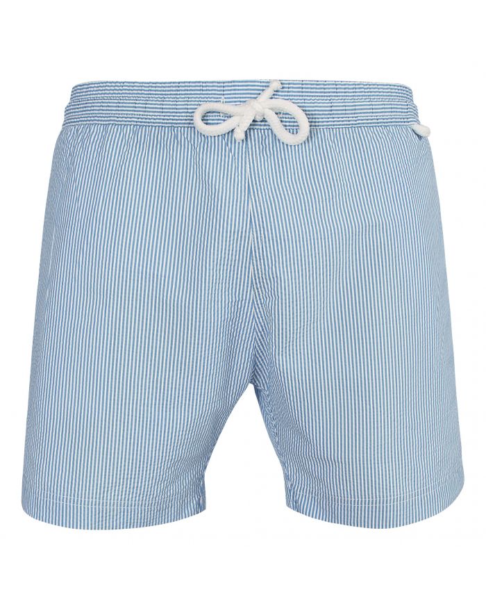 jim 782 - Medium stripes | Maillot Short de bain homme bleu ciel et blanc