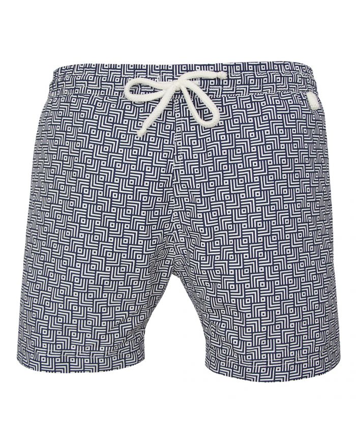 Montauk 803 - Blue square | Maillot Short de bain homme bleu et blanc